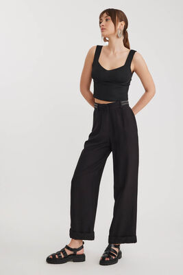 Yanı Taşlı Duble Paça Pantolon - 4