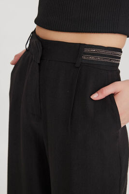 Yanı Taşlı Duble Paça Pantolon - 5