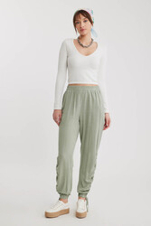 Yanları Büzgülü Beli Ve Paçası Lastikli Pantolon - 3