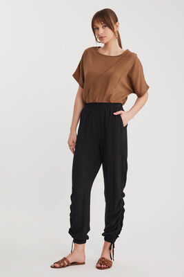 Yanları Büzgülü Beli Ve Paçası Lastikli Pantolon - 13