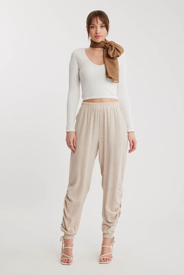 Yanları Büzgülü Beli Ve Paçası Lastikli Pantolon - 18