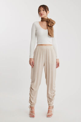 Yanları Büzgülü Beli Ve Paçası Lastikli Pantolon - 19