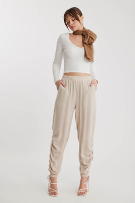 Yanları Büzgülü Beli Ve Paçası Lastikli Pantolon - 20