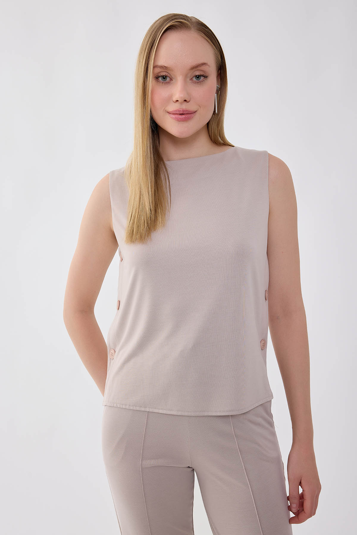 Yanları Düğmeli Bluz - Thumbnail