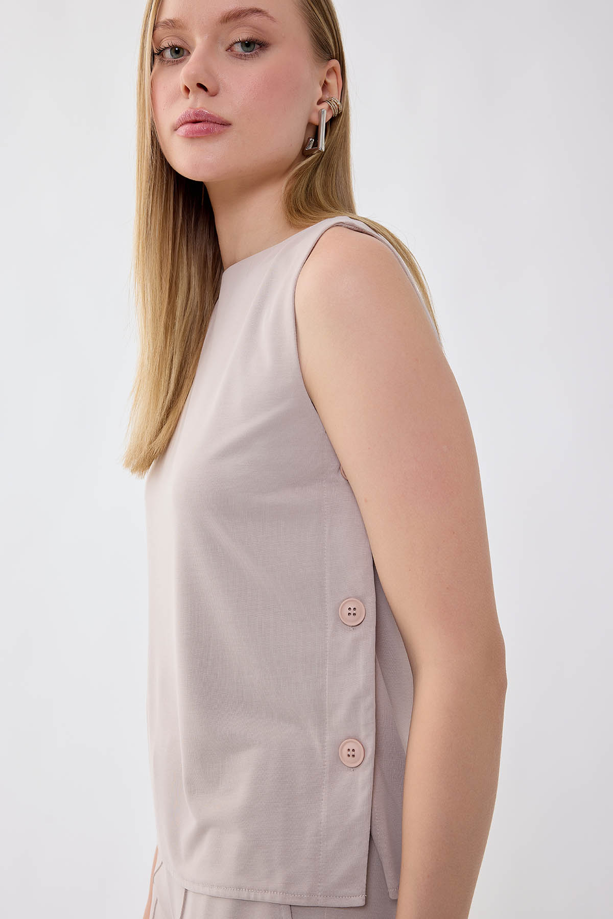 Yanları Düğmeli Bluz - Thumbnail