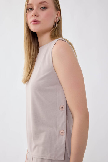 Yanları Düğmeli Bluz - 7