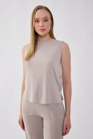 Yanları Düğmeli Bluz - 1