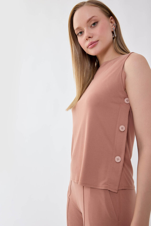 Yanları Düğmeli Bluz - 13