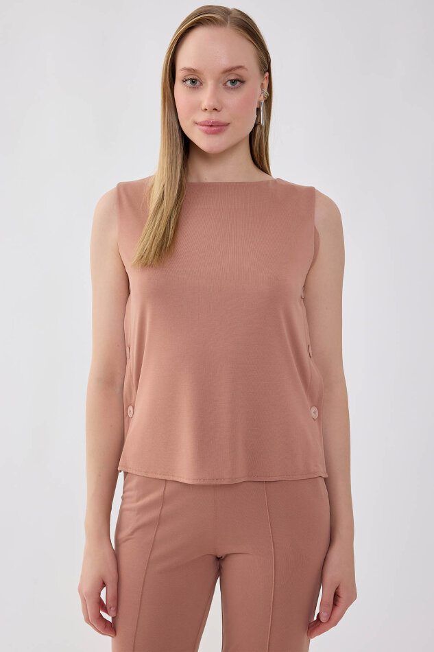 Yanları Düğmeli Bluz - 8