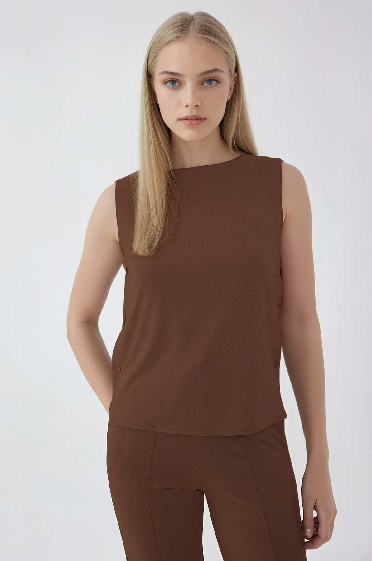 Yanları Düğmeli Bluz - Thumbnail