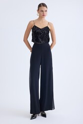 Yanları Tül İspanyol Paça Pantolon - 3