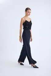 Yanları Tül İspanyol Paça Pantolon - 7