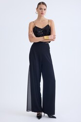 Yanları Tül İspanyol Paça Pantolon - 5