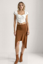 Yanları Uzun Midi Etek - 1