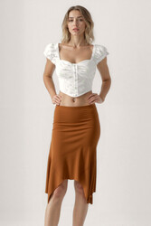 Yanları Uzun Midi Etek - 2