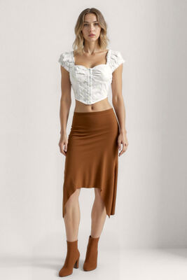 Yanları Uzun Midi Etek - 3