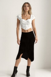 Yanları Uzun Midi Etek - 7