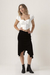 Yanları Uzun Midi Etek - 8