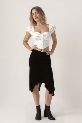 Yanları Uzun Midi Etek - 8