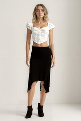 Yanları Uzun Midi Etek - 9