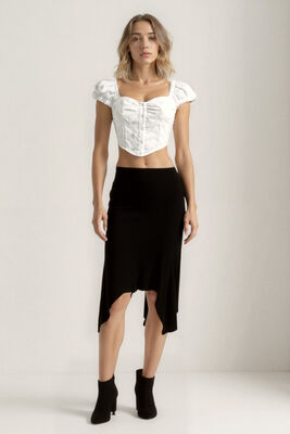 Yanları Uzun Midi Etek - 9