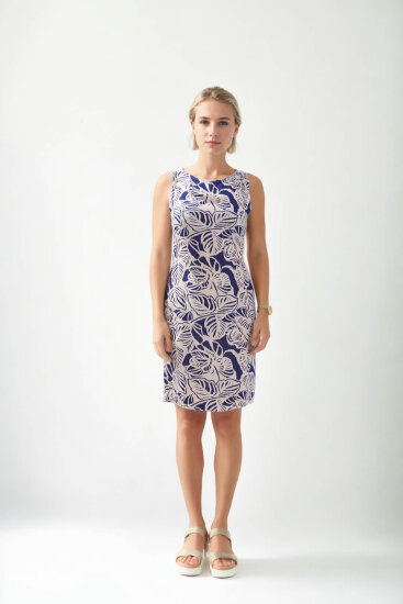 Yaprak Desen Sıfır Kol Elbise - 2