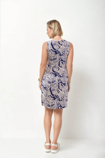 Yaprak Desen Sıfır Kol Elbise - 4