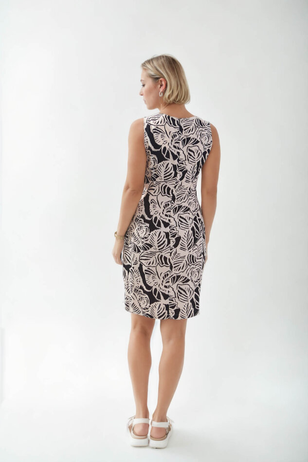 Yaprak Desen Sıfır Kol Elbise - 8