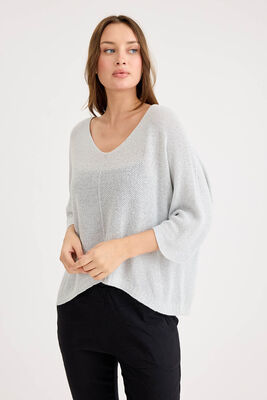 Yarım Kol Simli Triko Bluz - Thumbnail (2)