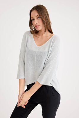 Yarım Kol Simli Triko Bluz - Thumbnail (3)