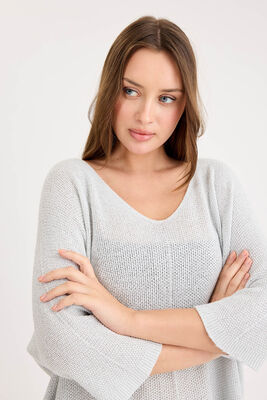 Yarım Kol Simli Triko Bluz - Thumbnail (5)