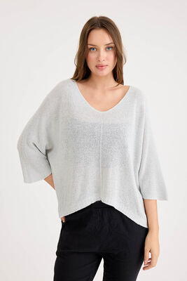 VİTRİN - Yarım Kol Simli Triko Bluz