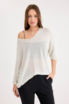 Yarım Kol Simli Triko Bluz - Thumbnail (12)