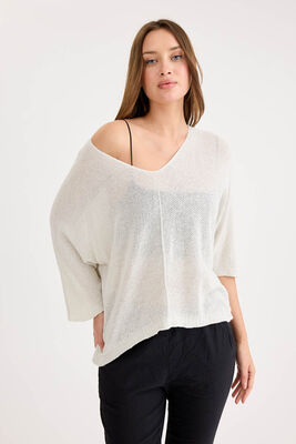 Yarım Kol Simli Triko Bluz - Thumbnail (13)