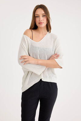 Yarım Kol Simli Triko Bluz - Thumbnail (14)