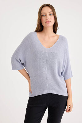 Yarım Kol Simli Triko Bluz - Thumbnail (18)