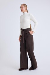 Yüksek Bel Beli Kemerli Pantolon - 2