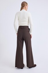 Yüksek Bel Beli Kemerli Pantolon - 4
