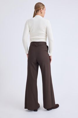 Yüksek Bel Beli Kemerli Pantolon - Thumbnail (3)