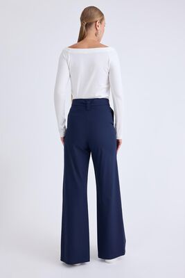 Yüksek Bel Beli Kemerli Pantolon - Thumbnail (8)