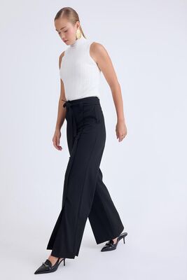 Yüksek Bel Beli Kemerli Pantolon - Thumbnail (16)