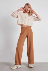 Yüksek Bel Bol Paça Örme Pantolon - 18