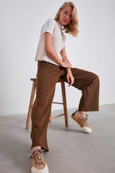 Yüksek Bel Bol Paça Örme Pantolon - 13