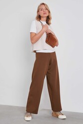 Yüksek Bel Bol Paça Örme Pantolon - 11