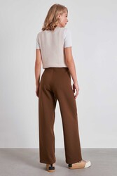 Yüksek Bel Bol Paça Örme Pantolon - 15