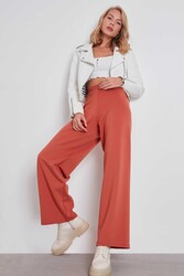 Yüksek Bel Bol Paça Örme Pantolon - 6