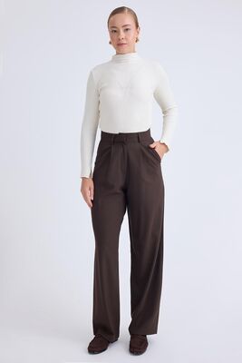 Yüksek Bel Geniş Paça Palazzo Pantolon - Thumbnail (5)