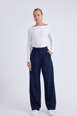 Yüksek Bel Geniş Paça Palazzo Pantolon - Thumbnail (9)