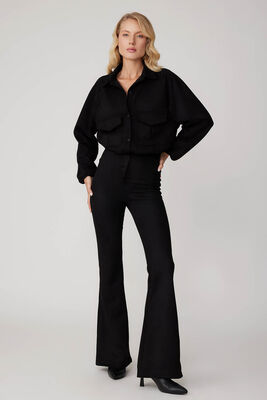 Yüksek Bel İspanyol Paça Süet Kumaş Pantolon - Thumbnail (19)