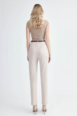 Yüksek Bel Kemerli Modal Pantolon - Thumbnail (4)